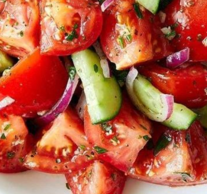 Cucumber onions and Tomato Salad