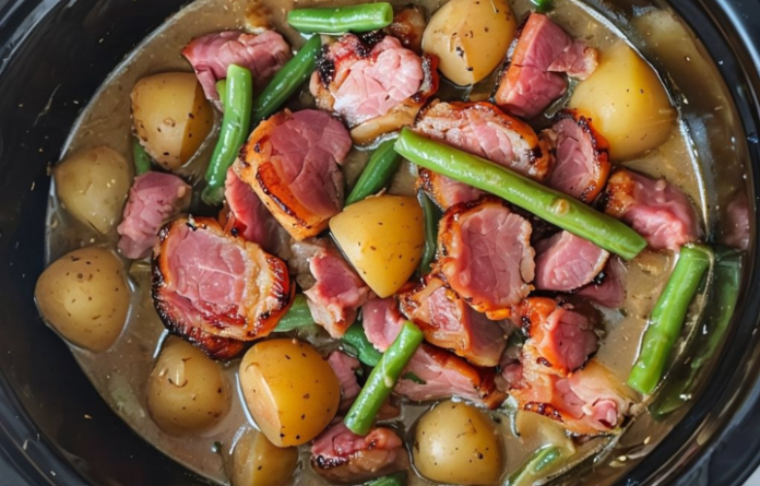 Crockpot Ham Green Beans and Potatoes