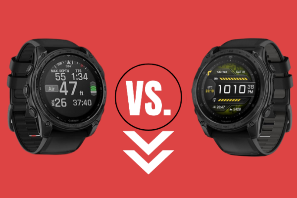 Garmin Tactix 8 AMOLED screen showcasing vibrant UI elements and detailed activity trackin