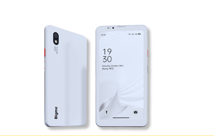 Bigme HiBreak Pro E-Ink smartphone showcasing its sleek design and monochrome display interface
