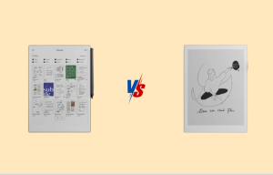 Supernote Manta side-by-side with reMarkable Paper Pro on a desk